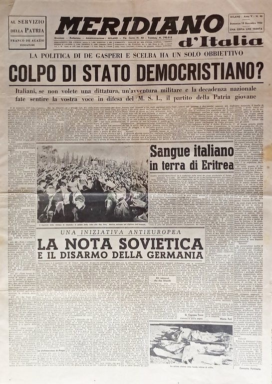 Giornale - Meridiano d'Italia N. 46 - 1950 Colpo di stato democristiano?
