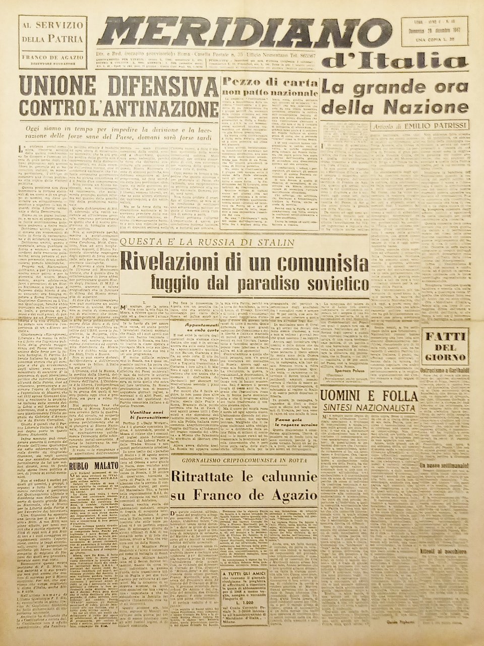 Giornale - Meridiano d'italia N. 46 - Unione difensiva contro … | Immagine principale
