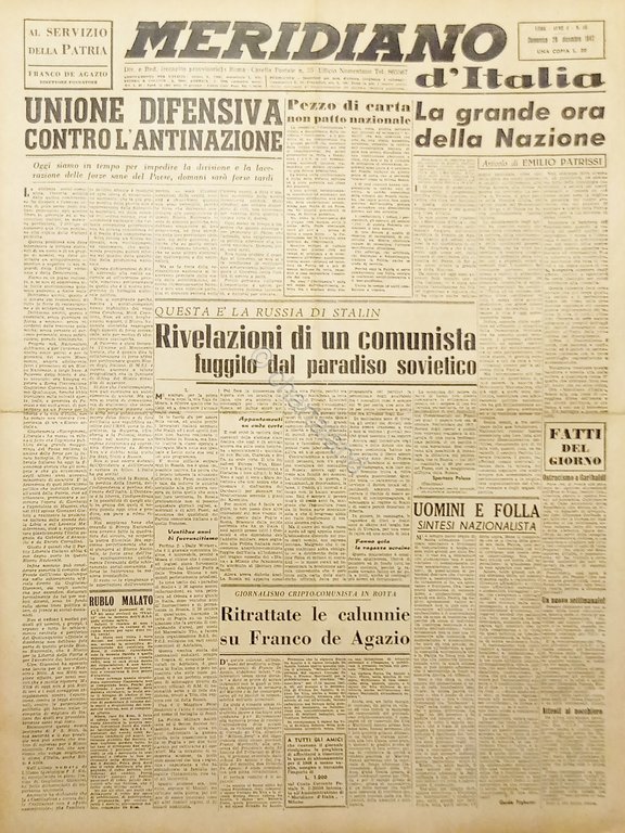 Giornale - Meridiano d'italia N. 46 - Unione difensiva contro … | Immagine Gallery 2