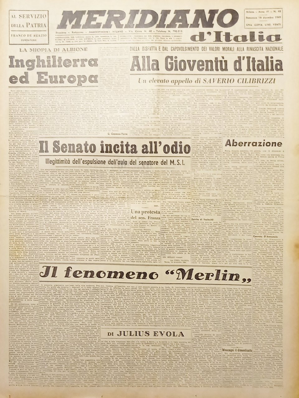 Giornale - Meridiano d'italia N. 48 - Inghilterra ed Europa … | Immagine principale