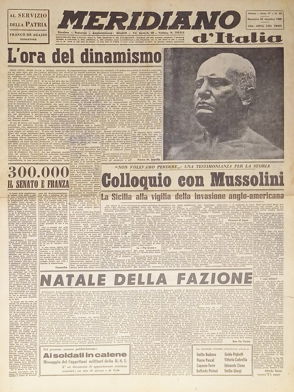Giornale - Meridiano d'italia N. 49 - 1949 Colloquio con Mussolini