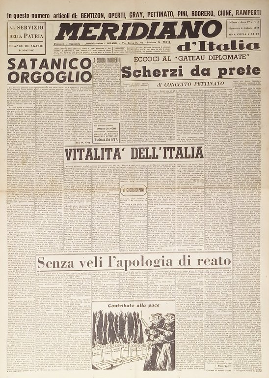 Giornale - Meridiano d'italia N. 5 - 1949 Scherzi da prete