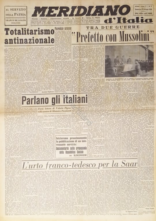 Giornale - Meridiano d'italia N. 5 - 1950 Prefetto con … | Immagine Gallery 2