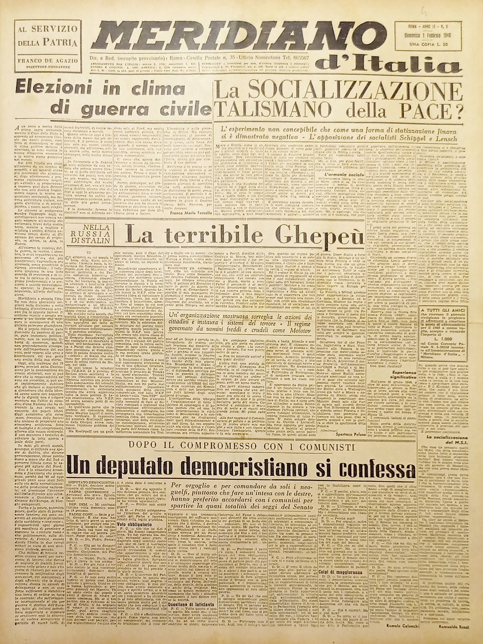 Giornale - Meridiano d'italia N. 5 - Elezioni in Clima … | Immagine principale