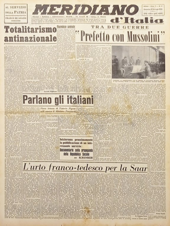 Giornale - Meridiano d'italia N. 5 - Prefetto con Mussolini … | Immagine Gallery 2