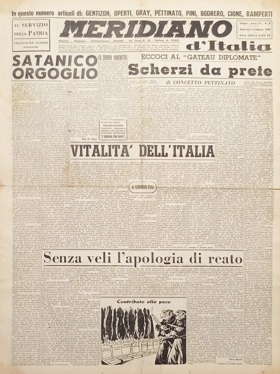 Giornale - Meridiano d'italia N. 5 - Scherzi da prete - 1949