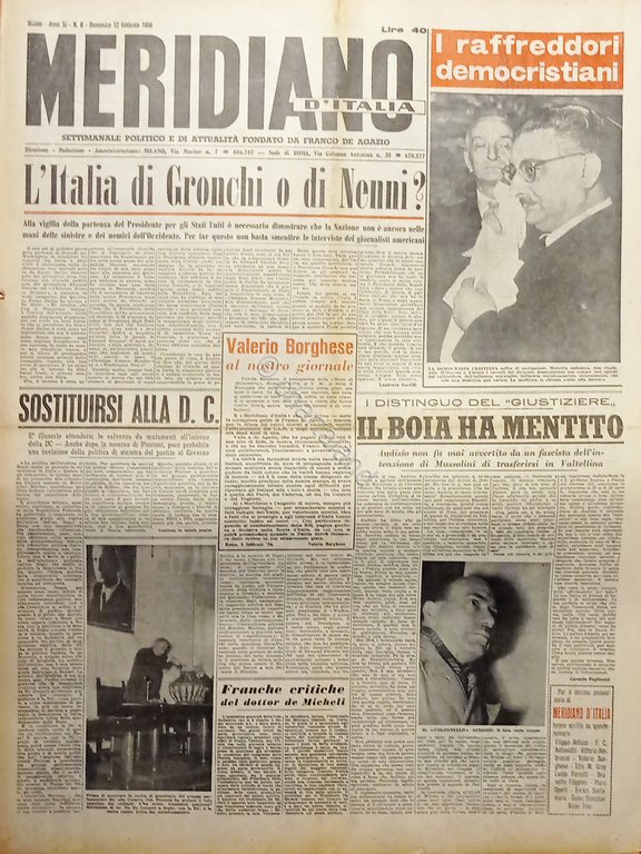 Giornale - Meridiano d'italia N. 6 - L'Italia di Gronchi … | Immagine Gallery 2