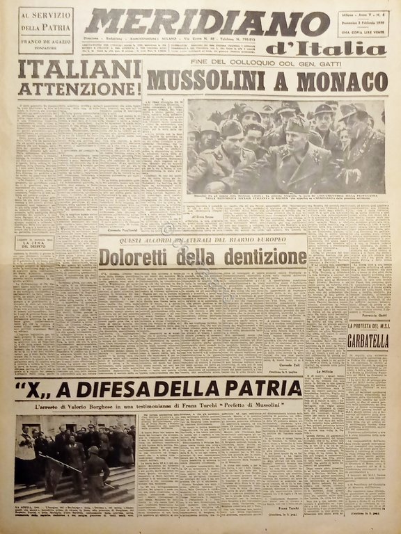 Giornale - Meridiano d'italia N. 6 - Mussolini a Monaco … | Immagine Gallery 2