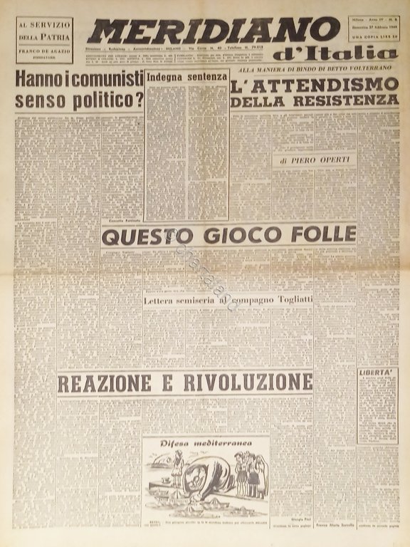 Giornale - Meridiano d'italia N. 8 - 1949 Hanno i … | Immagine Gallery 2