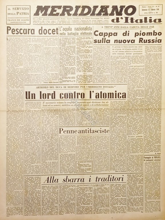 Giornale - Meridiano d'italia N. 8 - Cappo di piombo … | Immagine Gallery 2