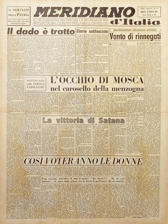 Giornale - Meridiano d'italia N. 9 L'occhio di Mosca nel … | Immagine Gallery 2