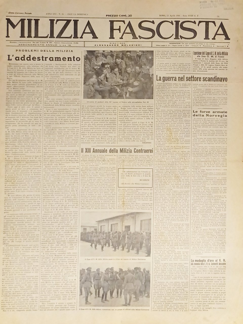 Giornale - Milizia Fascista N. 26 - 1940 - XIII … | Immagine principale