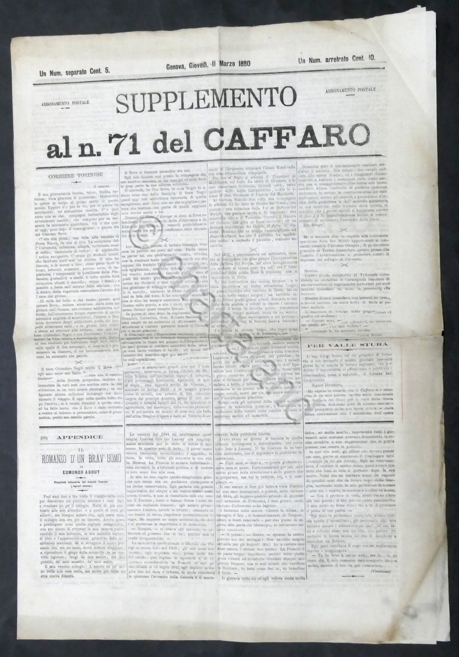 Giornale - Supplemento al N. 71 del Caffaro - Genova, …