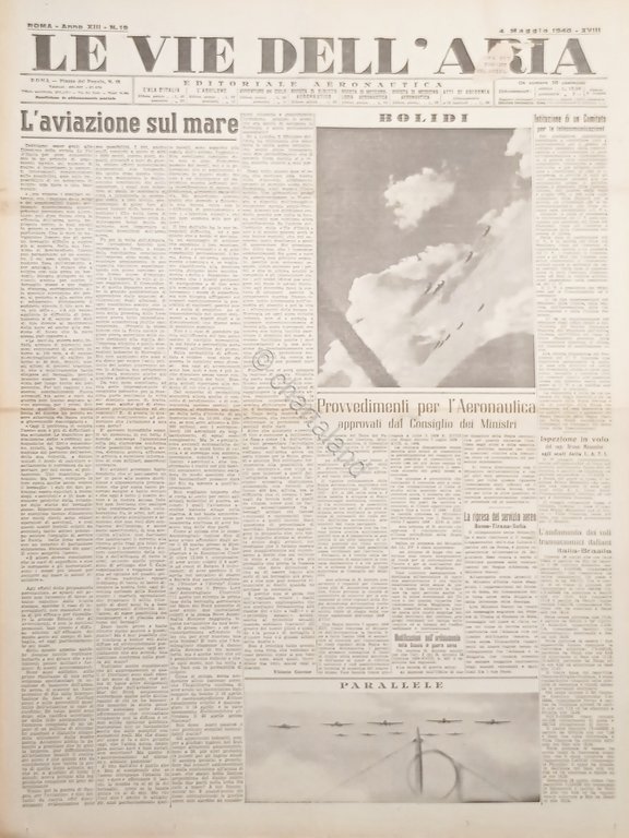 Giornale Aeronautica - Le Vie dell'Aria N. 19 L'aviazione sul mare 4 Maggio 1940