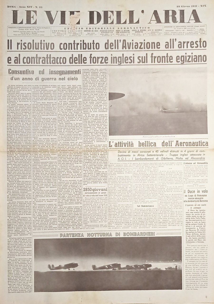 Giornale Aeronautica - Le Vie dell'Aria N. 25 Attività bellica …