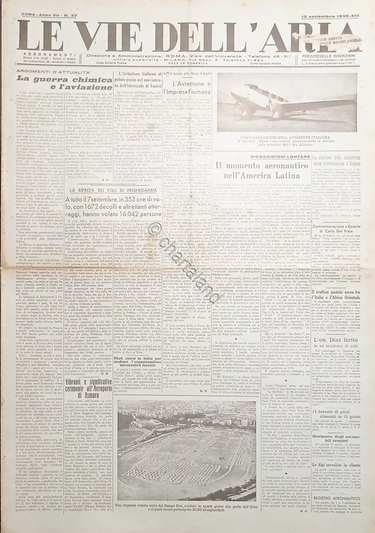 Giornale Aeronautica - Le Vie dell'Aria N. 37 Guerra chimica …