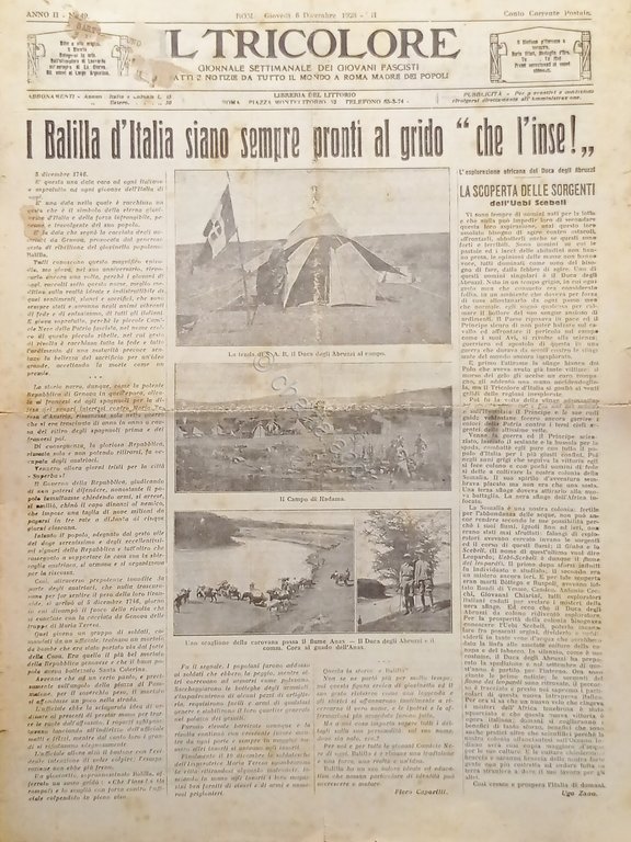 Giornale dei Giovani Fascisti - Il Tricolore N. 49 - …