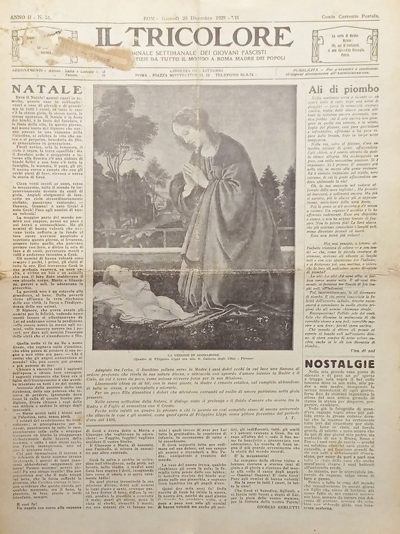 Giornale dei Giovani Fascisti - Il Tricolore N. 51 - 1928 Natale