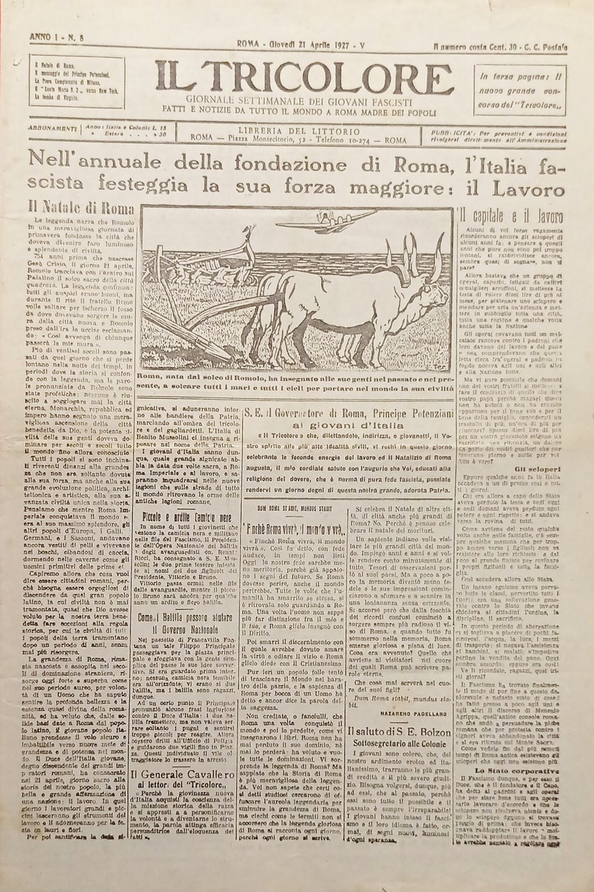 Giornale dei Giovani Fascisti - Il Tricolore N. 8 - …