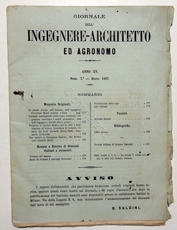 Giornale dell'Ingegnere - Architetto ed Agronomo - Anno XV - … | Immagine Gallery 3