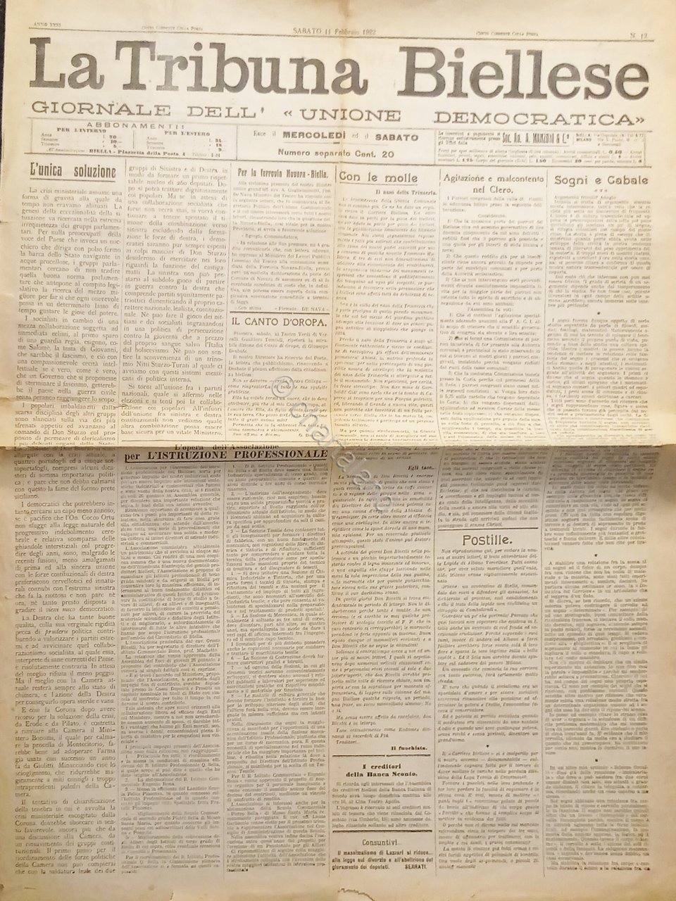 Giornale dell'Unione Democratica - La Tribuna Biellese N. 12 - …