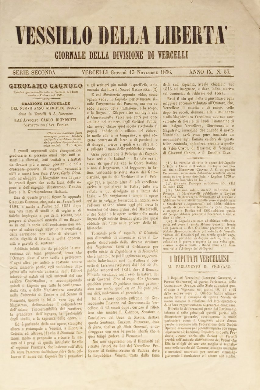 Giornale della Divisione di Vercelli - Vessillo della Libertà N. … | Immagine principale