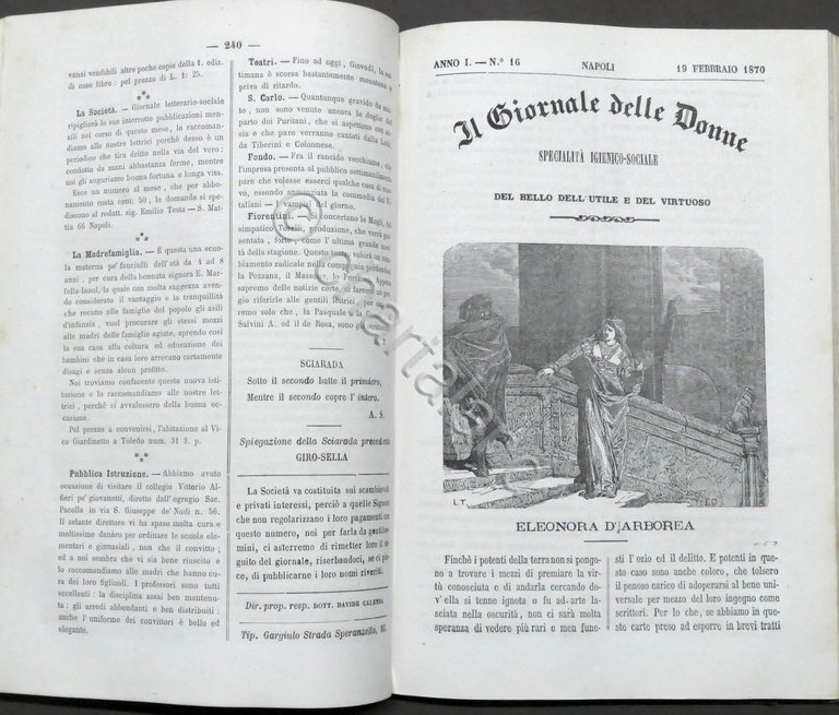 Giornale delle Donne specialità igienico-sociale - Anno I - 1869-70
