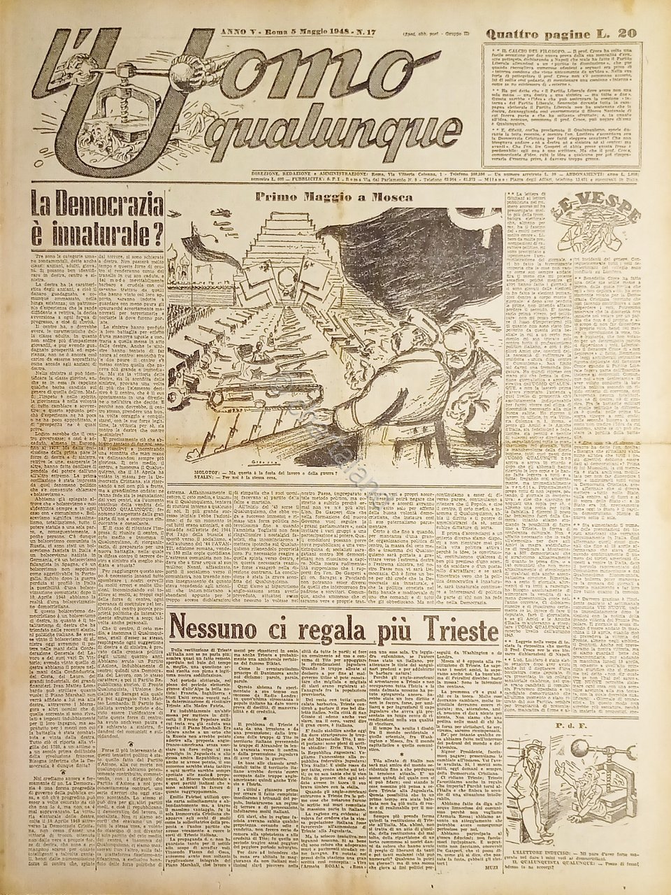 Giornale di G. Giannini - L'Uomo qualunque N. 17 - …