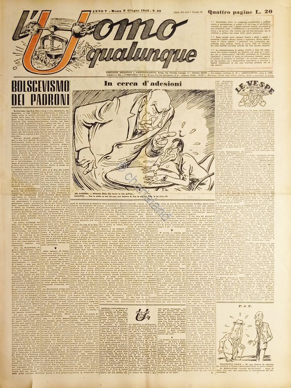 Giornale di G. Giannini - L'Uomo qualunque N. 22 - …