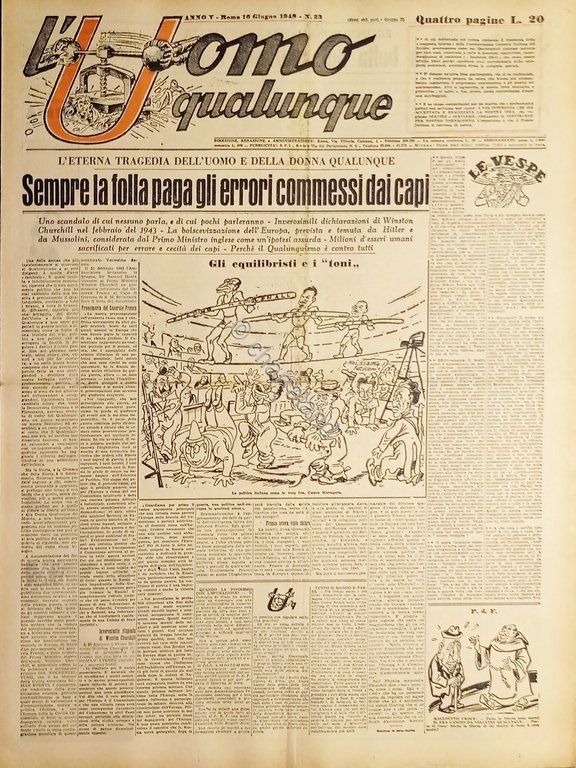 Giornale di G. Giannini - L'Uomo qualunque N. 23 - …
