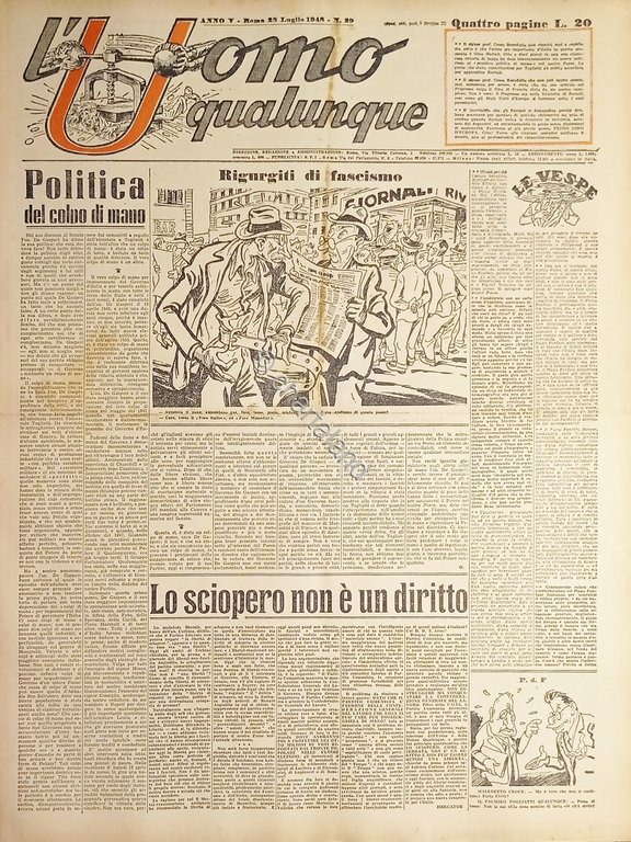 Giornale di G. Giannini - L'Uomo qualunque N. 29 - …