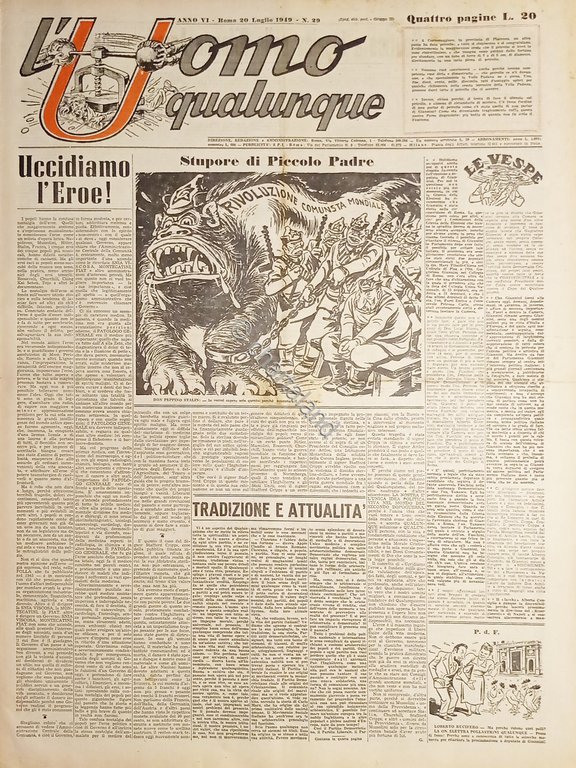 Giornale di G. Giannini - L'Uomo qualunque N. 29 - …