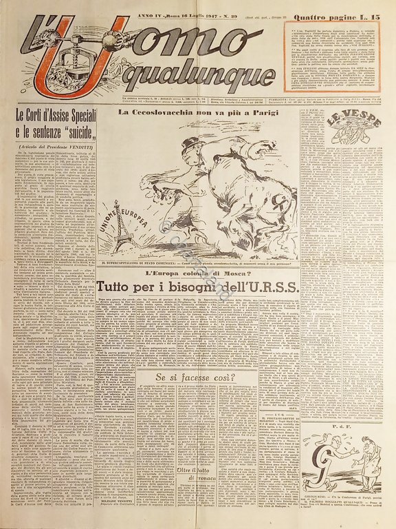 Giornale di G. Giannini - L'Uomo qualunque N. 29 Le …