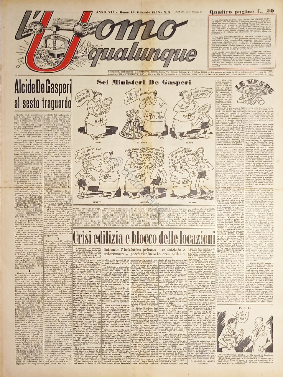 Giornale di G. Giannini - L'Uomo qualunque N. 3 - …