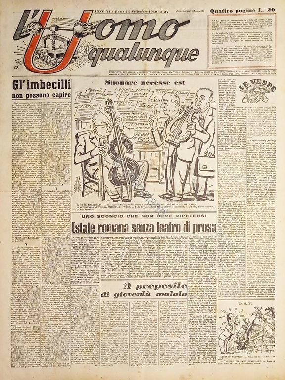 Giornale di G. Giannini - L'Uomo qualunque N. 37 - …