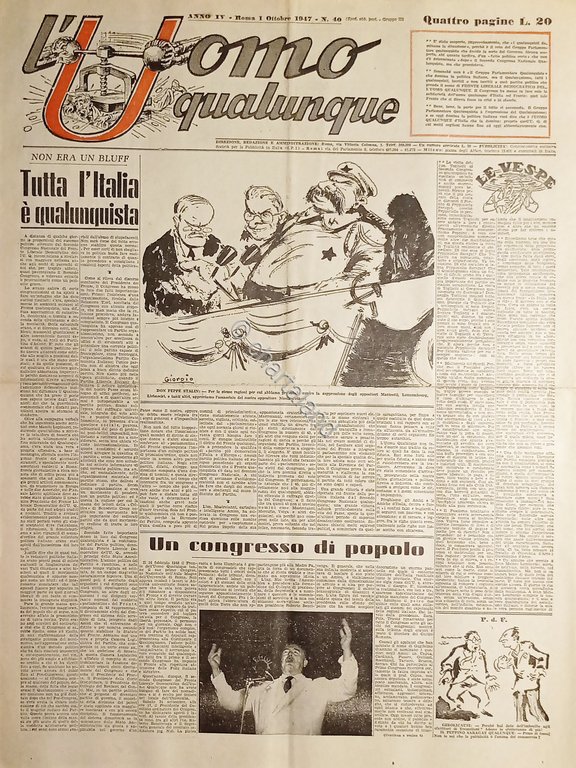 Giornale di G. Giannini - L'Uomo qualunque N. 40 - …