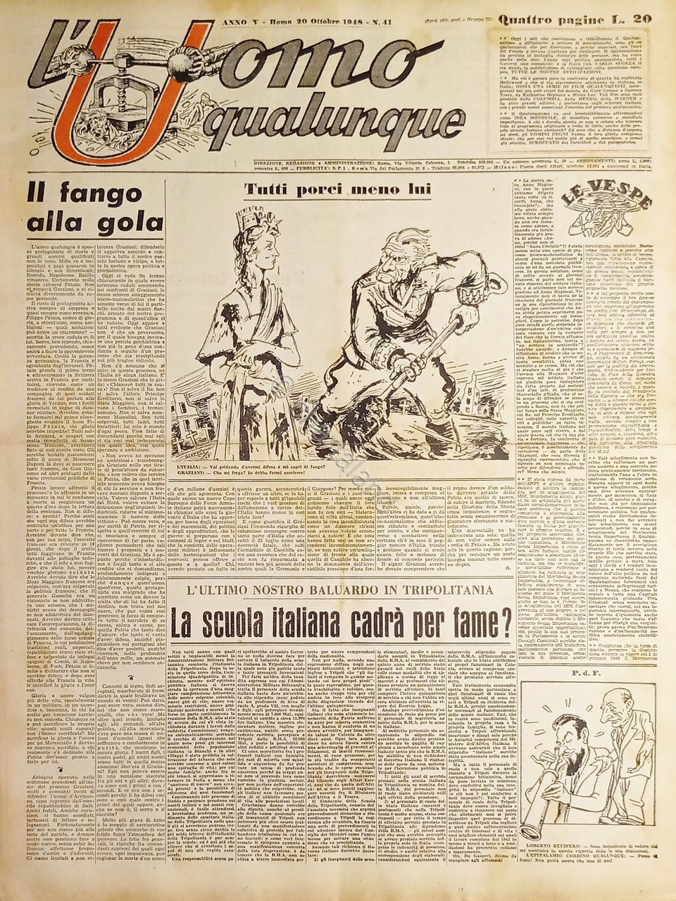 Giornale di G. Giannini - L'Uomo qualunque N. 41 - …