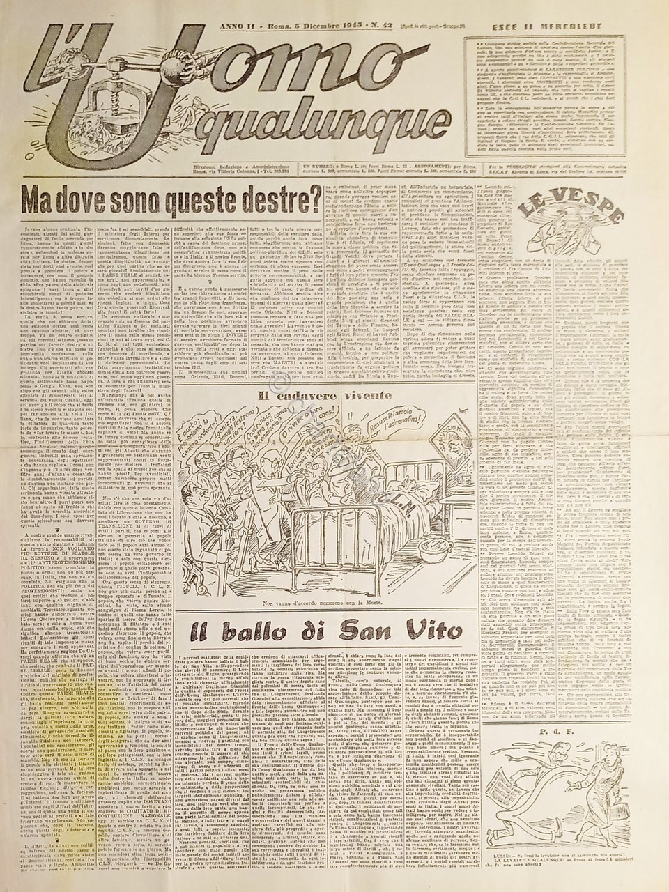 Giornale di G. Giannini - L'Uomo qualunque N. 42 - …