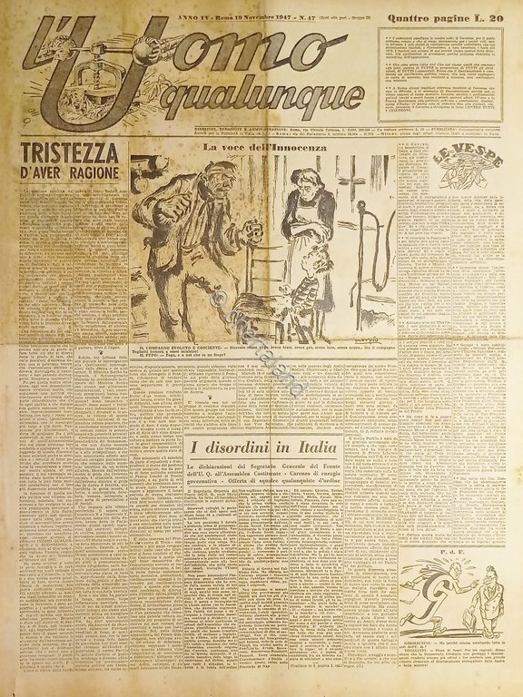 Giornale di G. Giannini - L'Uomo qualunque N. 47 - …