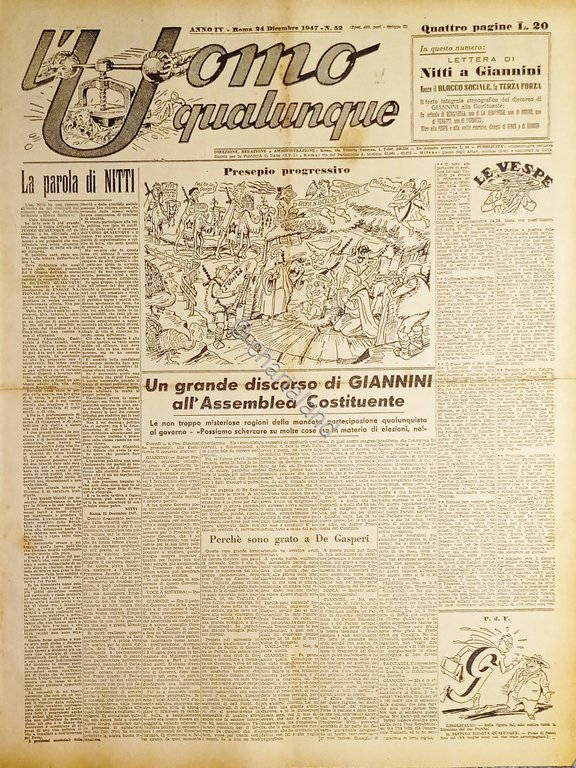 Giornale di G. Giannini - L'Uomo qualunque N. 52 - …