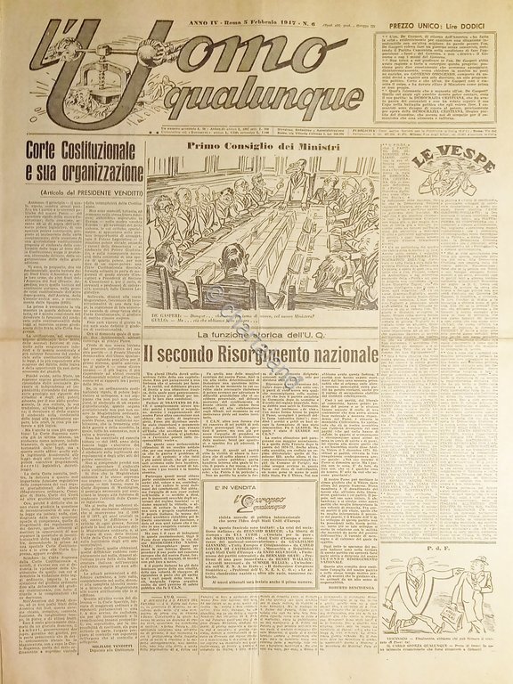 Giornale di G. Giannini - L'Uomo qualunque N. 6 - …