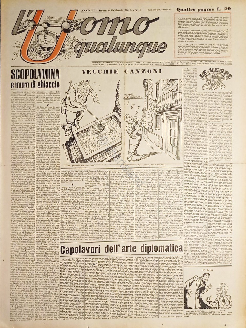 Giornale di G. Giannini - L'Uomo qualunque N. 6 - …