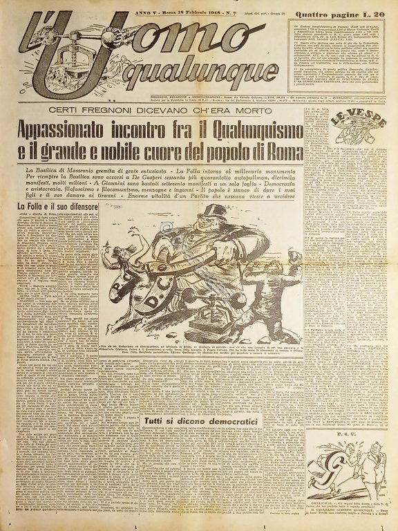 Giornale di G. Giannini - L'Uomo qualunque N. 7 - …
