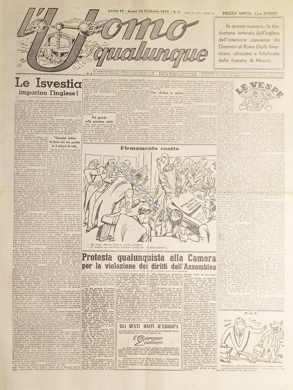 Giornale di G. Giannini - L'Uomo qualunque N. 7 Izvestia …