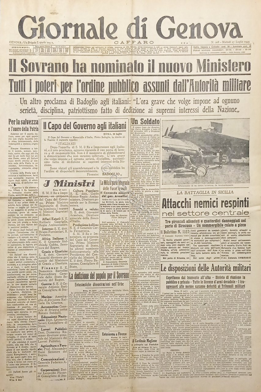 Giornale di Genova - Caffaro N. 208 - Sovrano ha …