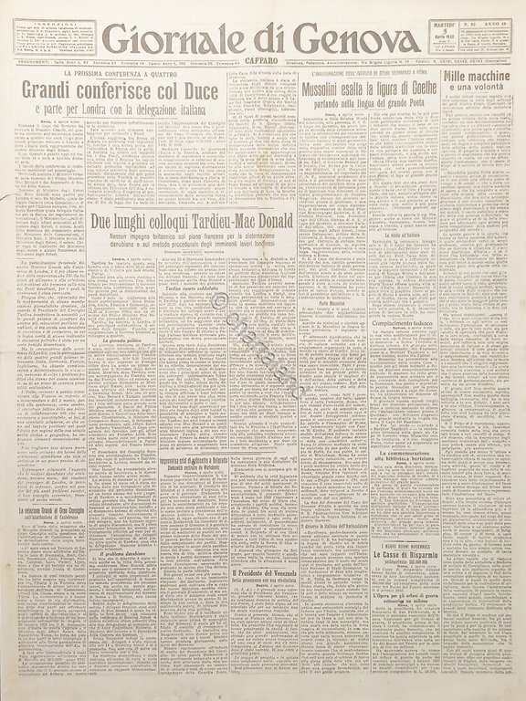 Giornale di Genova Caffaro N. 82 - Grandi conferisce col …