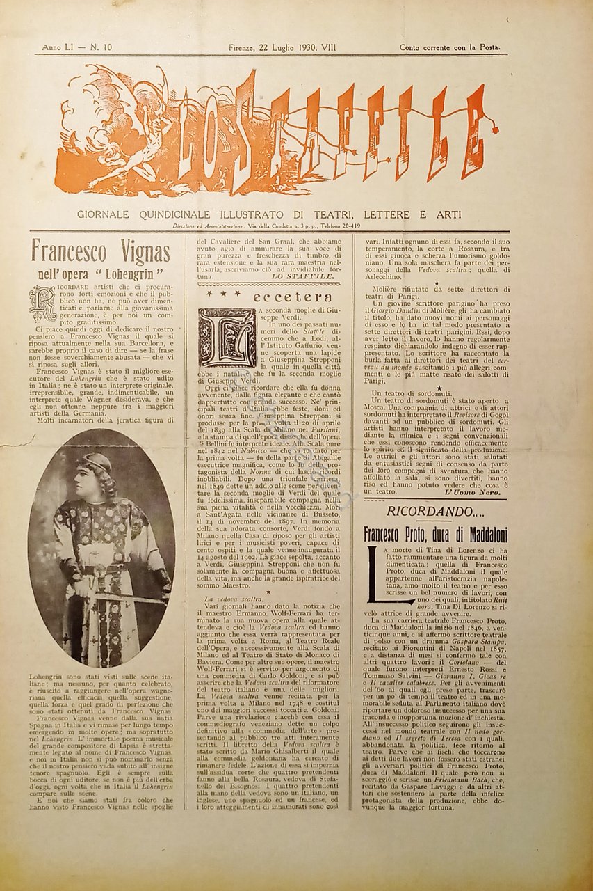 Giornale di Teatri Lettere e Arti - Lo Staffile N. …