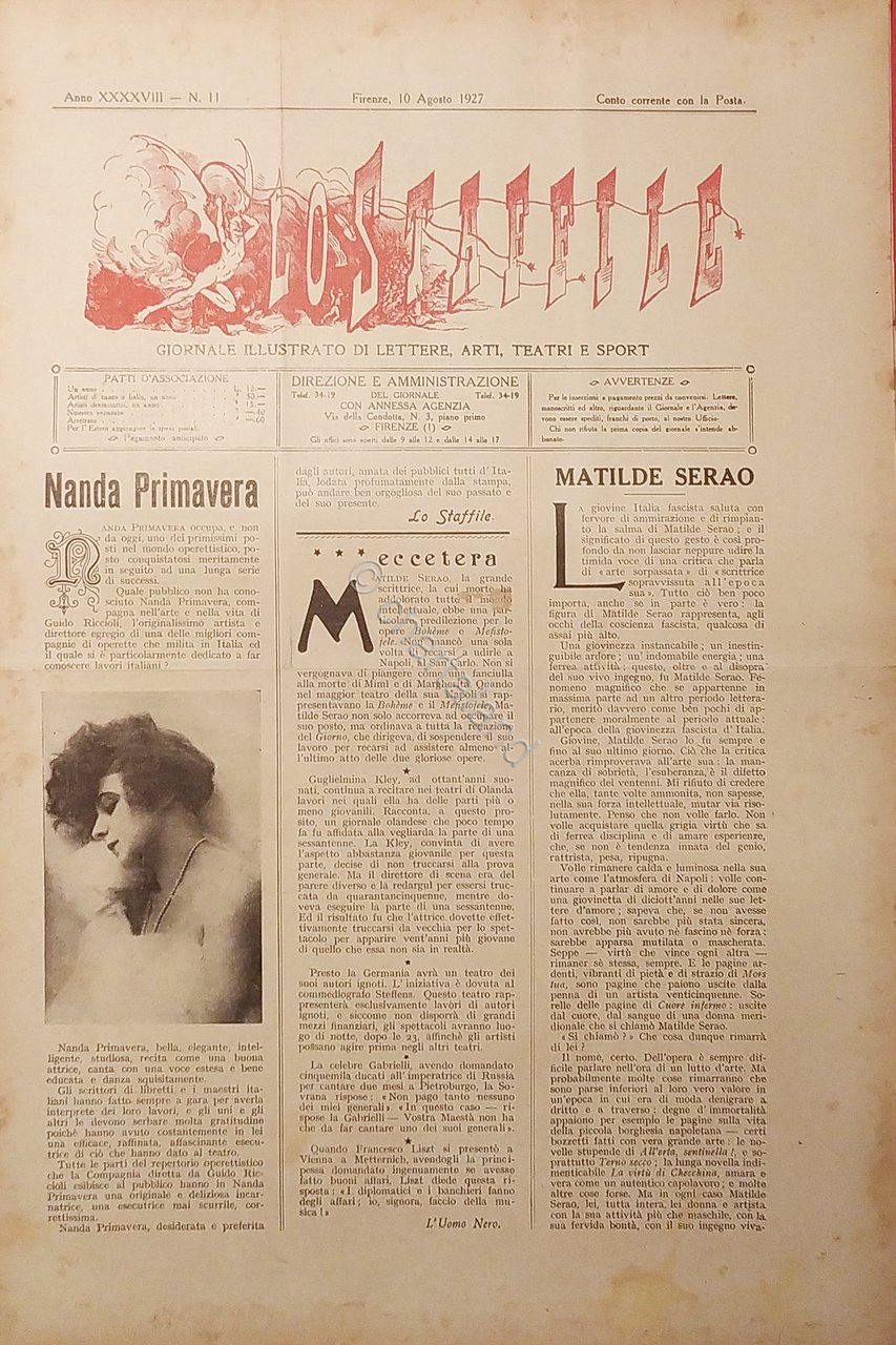 Giornale di Teatri Lettere e Arti - Lo Staffile N. …