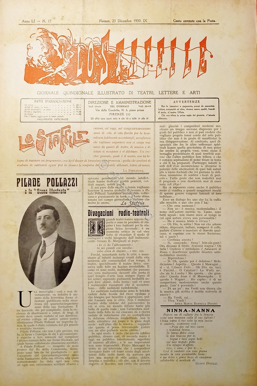 Giornale di Teatri Lettere e Arti - Lo Staffile N. …