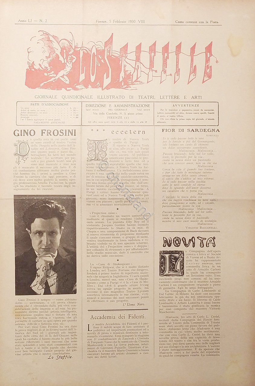 Giornale di Teatri Lettere e Arti - Lo Staffile N. …